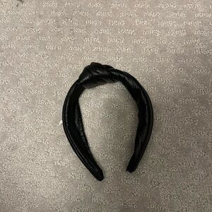 Black Knotted Faux Leather Headband